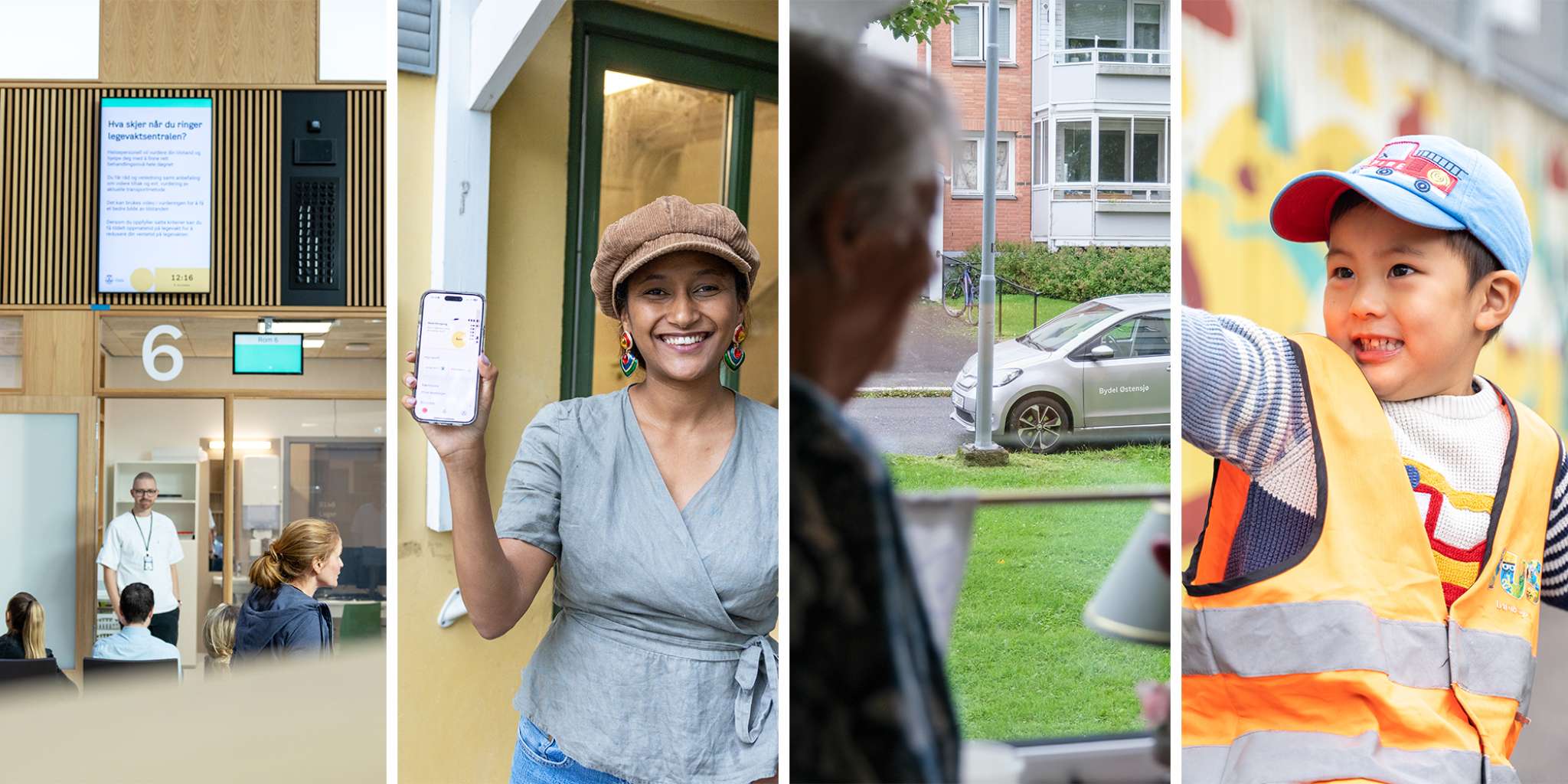 Legevakten i Oslo, Oslonøkkelen, eldre person som får hjemmehjelp og et barn i barnehagen. Foto.